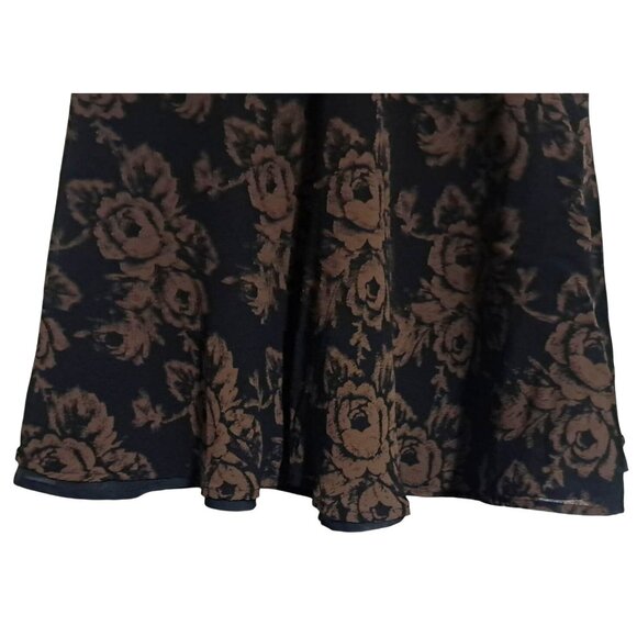 VTG 90s GAP Floral Mini Skirt Size 8 Side Zip Y2K Black Rose Scallop Ray - Picture 5 of 7